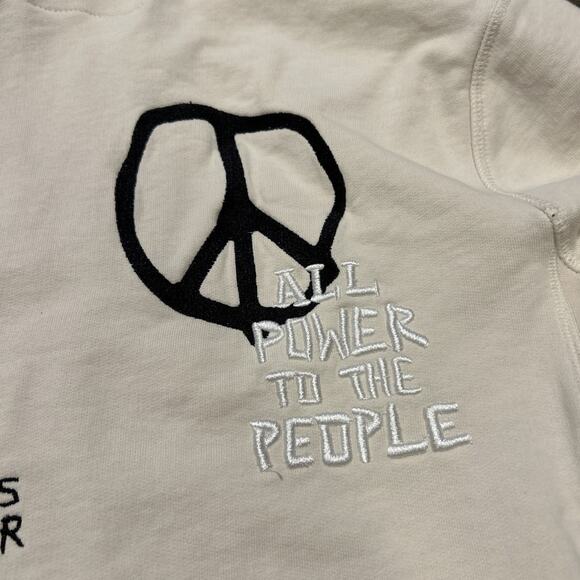 CHNGE Hoodie Mens M Sweatshirt Peace Love Skeleton Embroidered Organic Cotton - Picture 3 of 11